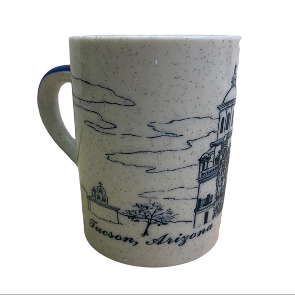 Tucson Arizona Etched Blue Gray Speckled Sketched Coffee Cup Tea Mug Collectible - Picture 2 of 9